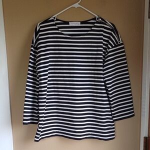 Everlane Long Sleeve Striped Nautical Old Money Cotton Shirt Size L